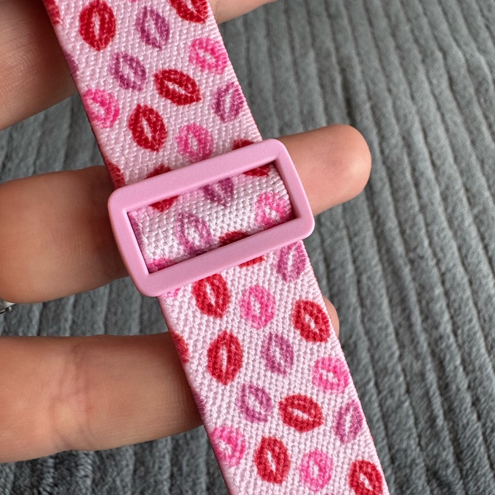 Pink Kiss-Print Apple Watch Band - Adjustable on a Magnetic Clasp - Picture 10 of 15